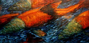 Life Cycle mural (fish) at Terminal Freezer, Oxnard, CA