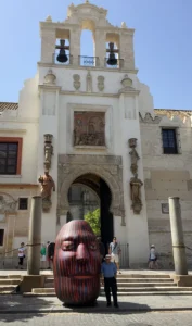 Janis Inflatable, outside largest cathedral in Sevilla, Spain
